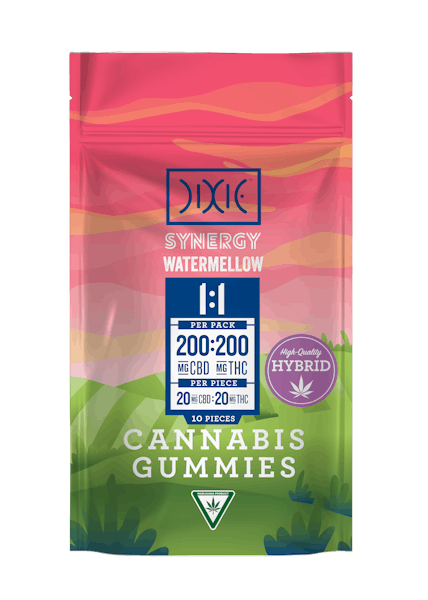 Dixie | Watermellow Synergy 1:1 CBD:THC Gummies | 200mg:200mg*
