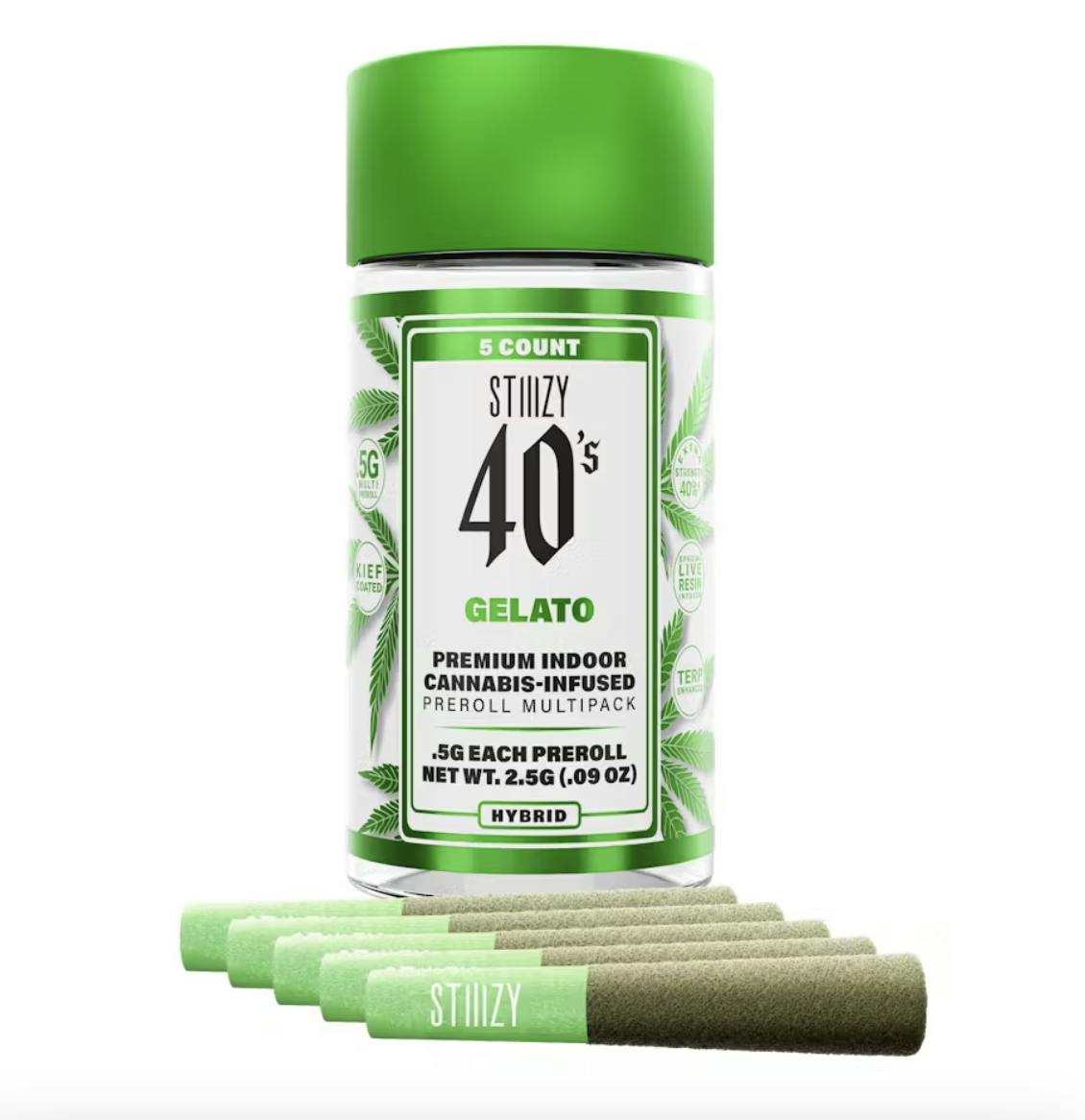 STIIIZY 40's Gelato Premium Indoor 5pk 2.5g Infused Pre-Rolls