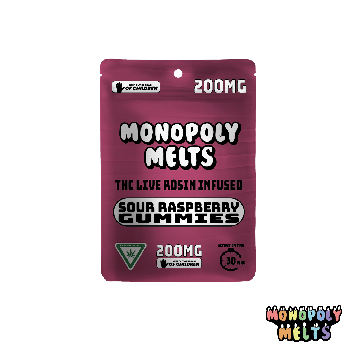 Monopoly Melts - 200mg Hash Rosin Gummies – Sour Raspberry