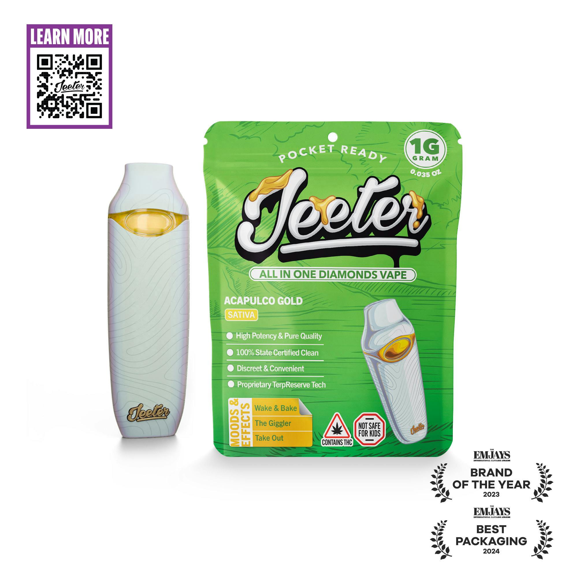Acapulco Gold Jeeter All In One Diamonds Vape | Pocket Ready | 1g | Sativa  in Boston - Acapulco Gold Jeeter All In One Diamonds Vape | Pocket Ready |  1g | Sativa Near Me