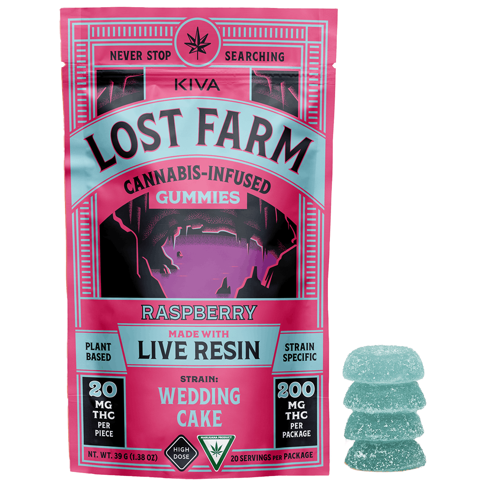 Product: Raspberry x Wedding Cake | 20mg x 10pk | Live Resin Infused | Lost Farm