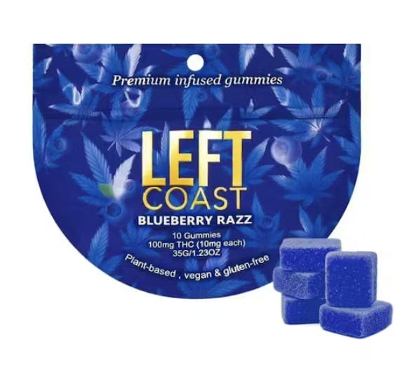 Product Gummies | Blueberry Razz | 100mg | Left Coast