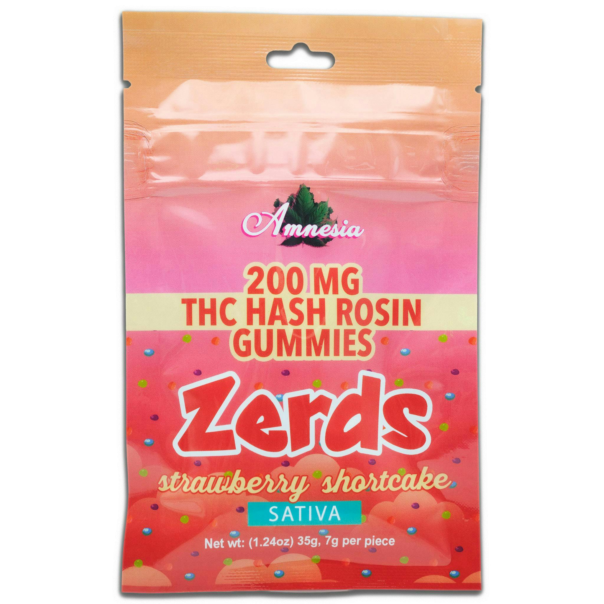 AMNESIA | ZERDS STRAWBERRY SHORTCAKE | HASH ROSIN GUMMIES | 5PK | SATIVA