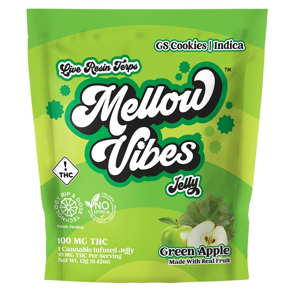 Mellow Vibes Jelly Green Apple 100mg - Indica | D2 Dispensary