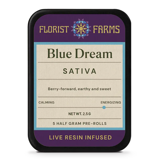 Florist Farms Infused Live Resin Blue Dream | 1/2 Gram Joints | 5pk