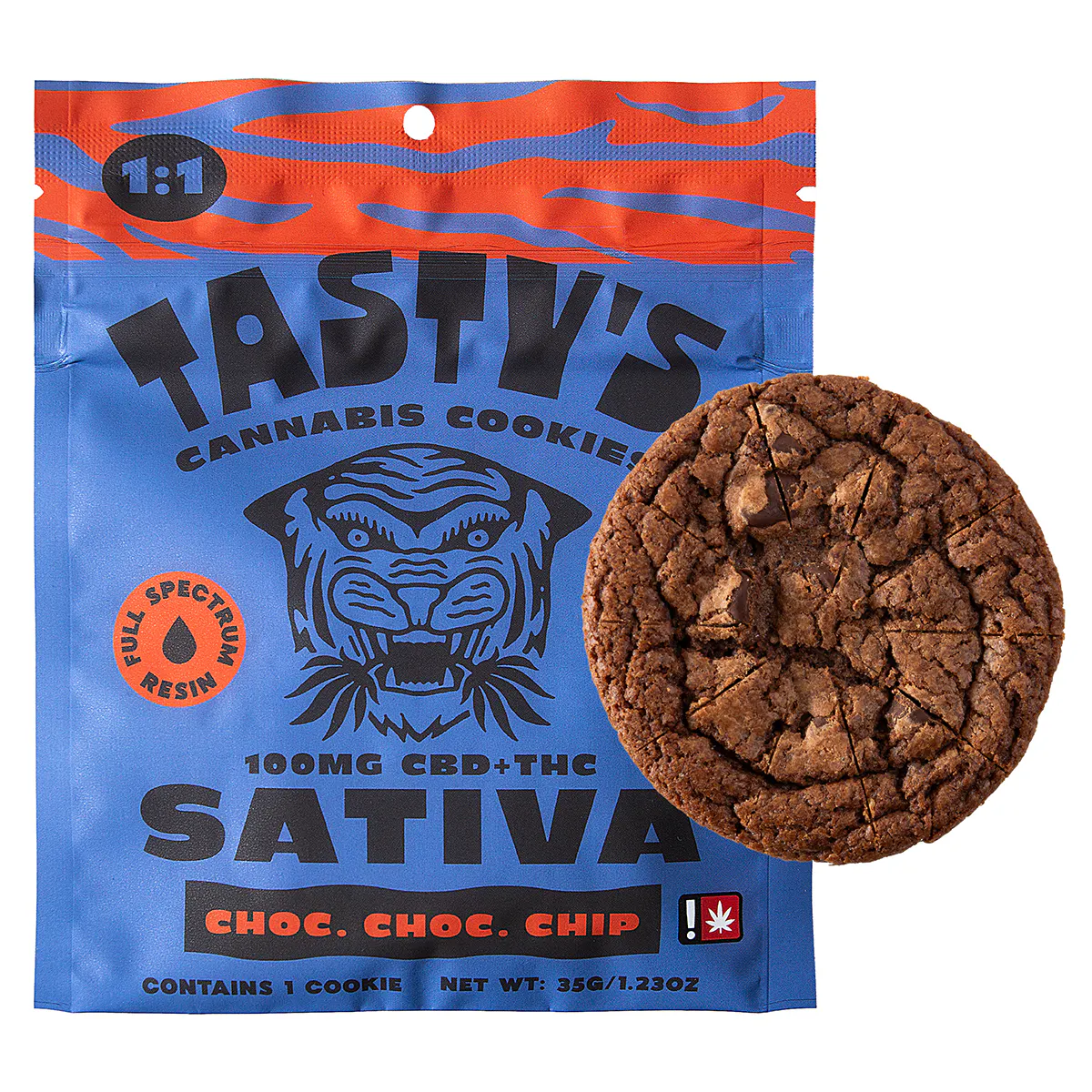 Cookie - Sativa - THC:100mg CBD: 100mg - Single - Double Chocolate