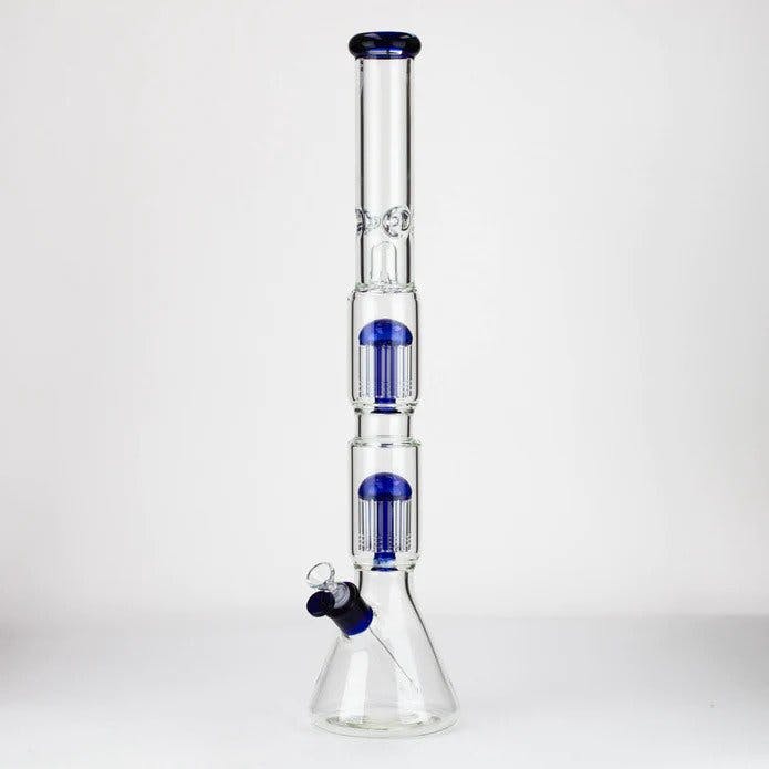 24.5" Dual 8 arms perc 7mm glass bong - Blue