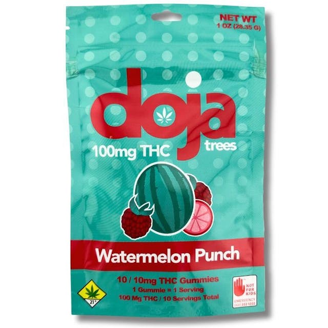 Doja Trees Gummy - Watermelon Punch - 10 x 10mg - 100mg THC