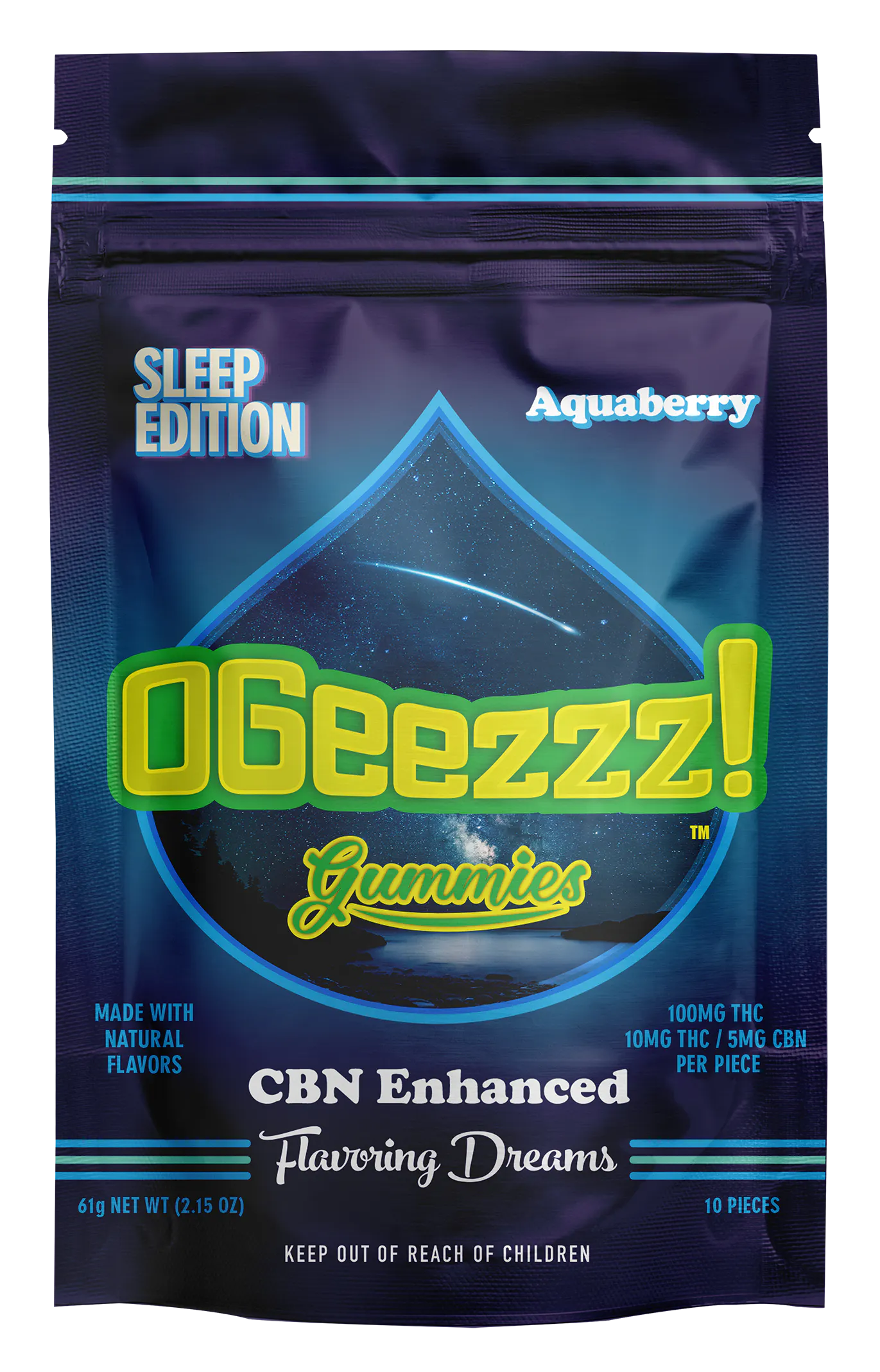 OGeez Sleep Edition Aquaberry 2:1 THC:CBN Gummies | Planet 13 Waukegan