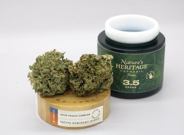 シャコパチ　オリーブ Shop Nature's Heritage Sour Peach Cobbler | 3.5g - Thrive Dispensary
