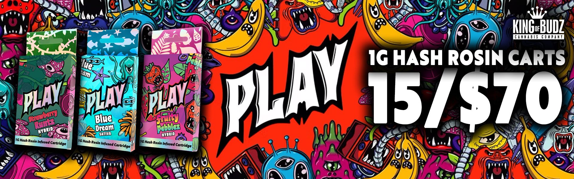 Play - 1g Hash Rosin Carts -  15/$70