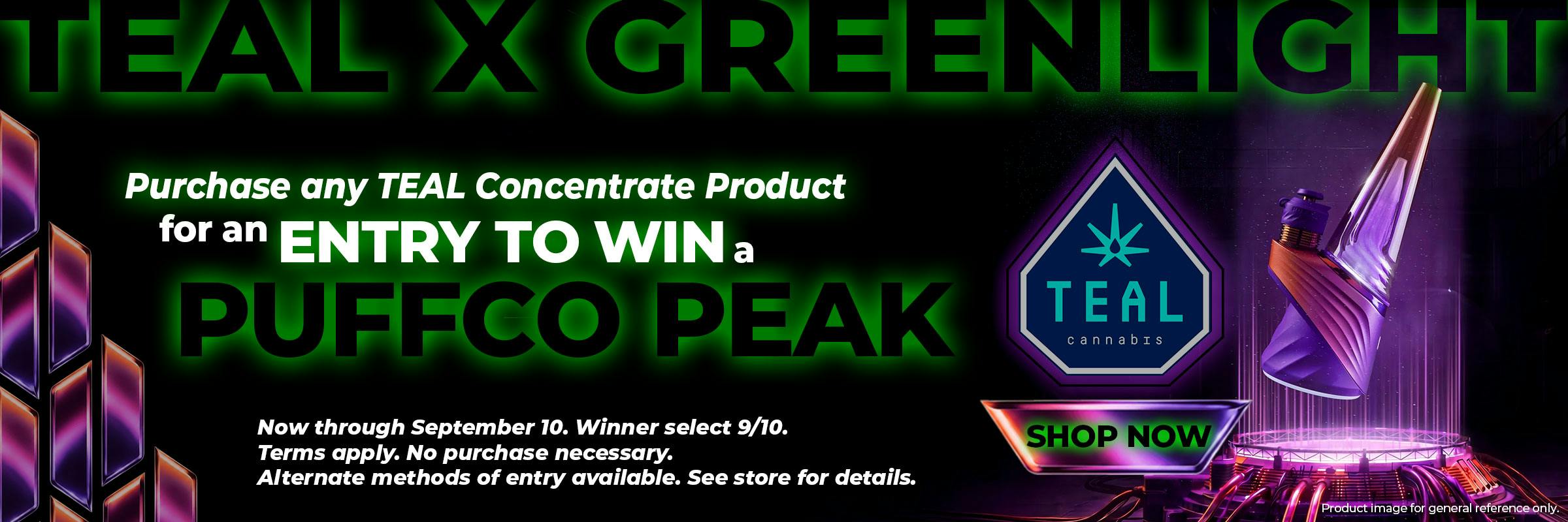 8/17-9/10: Buy any Teal Concentrate to be automatically entered to win a Puffco