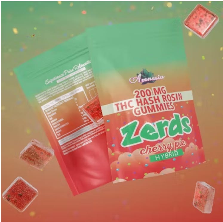 Amnesia - Zerdz Cherry Pie - 200mg Hash Rosin Gummies 5ct