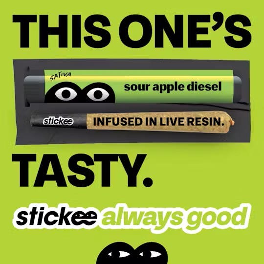 STICKEE STICKEE | SOUR APPLE DIESEL | INFUSED PRE-ROLL SATIVA — PRE_ROLLS