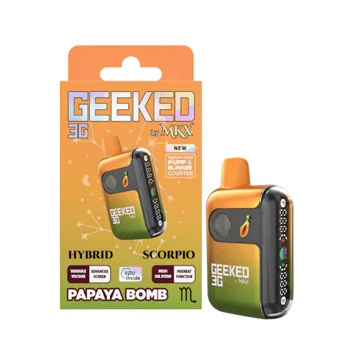 Geeked By MKX – 3g Disposable – Papaya Bomb – Hybrid-1