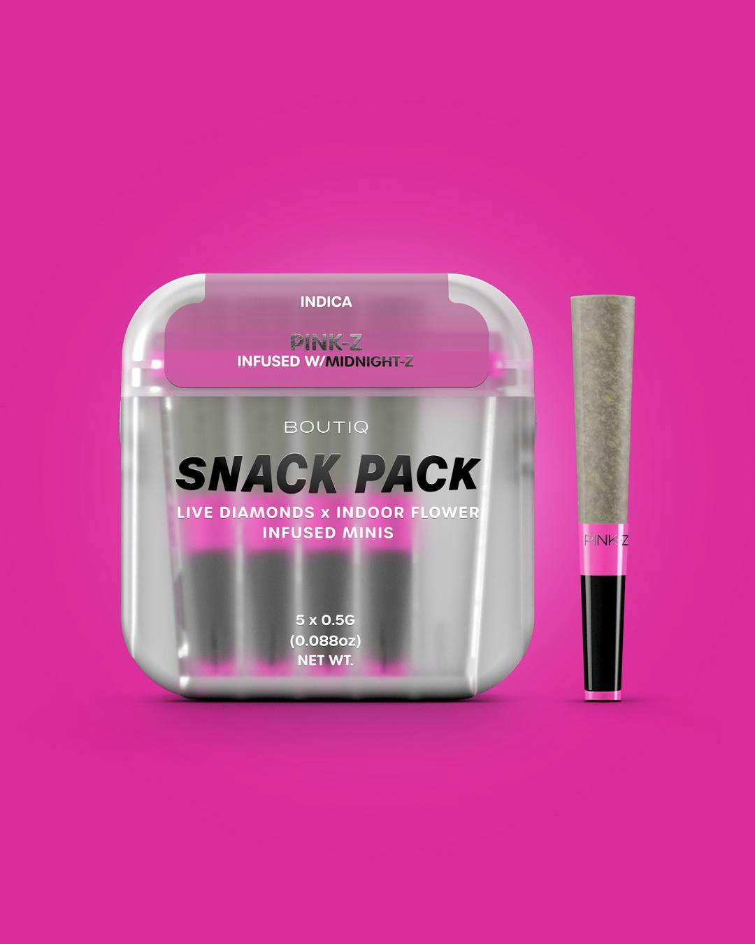 Boutiq Snack Pack | Pink-Z x Midnight-Z | Indica (5 x .05g) | Diamond Infused Prerolls