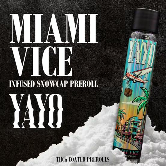 Yayo Miami Vice - Snowcap Infused Pre Roll Indica by Nura Cannabis – Pre-Rolls at Gatsby Cannabis