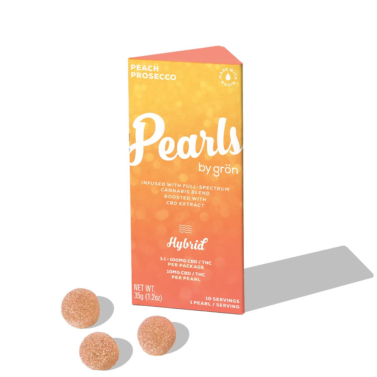Pearls | Peach Prosecco | CBD:THC | 100mg | 10ct