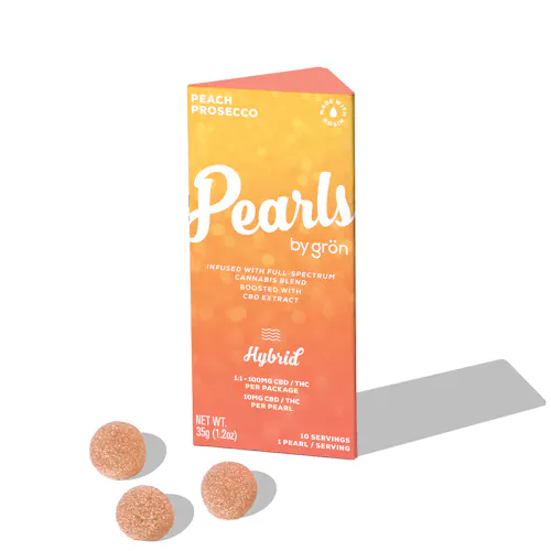 gron | Peach Prosecco Pearls | Live Rosin Gummies | 1:1 THC / CBD | 10pk-1