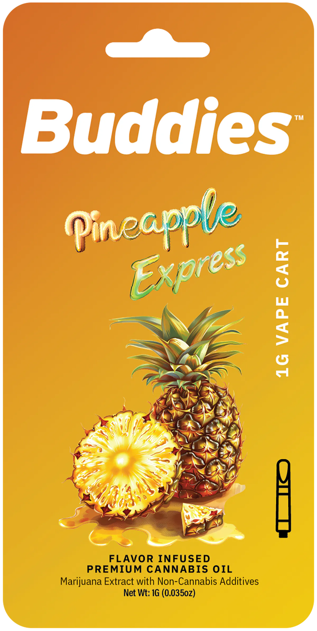 Buddies 2g PINEAPPLE EXPRESS Distillate All-In-One Rechargeable Vape  Cartridge 2g Vaporizers
