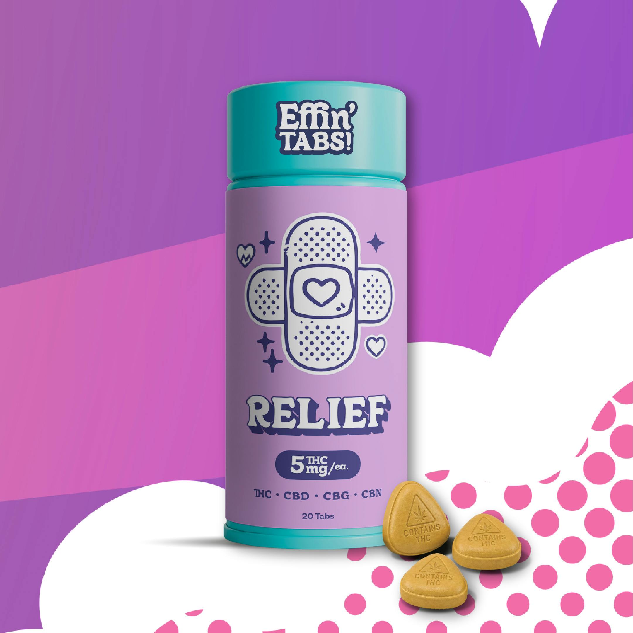 Effin' Tabs Relief 2:4:1:1 THC:CBD:CBG:CBN Tablets - 20 Pack Tin at ...