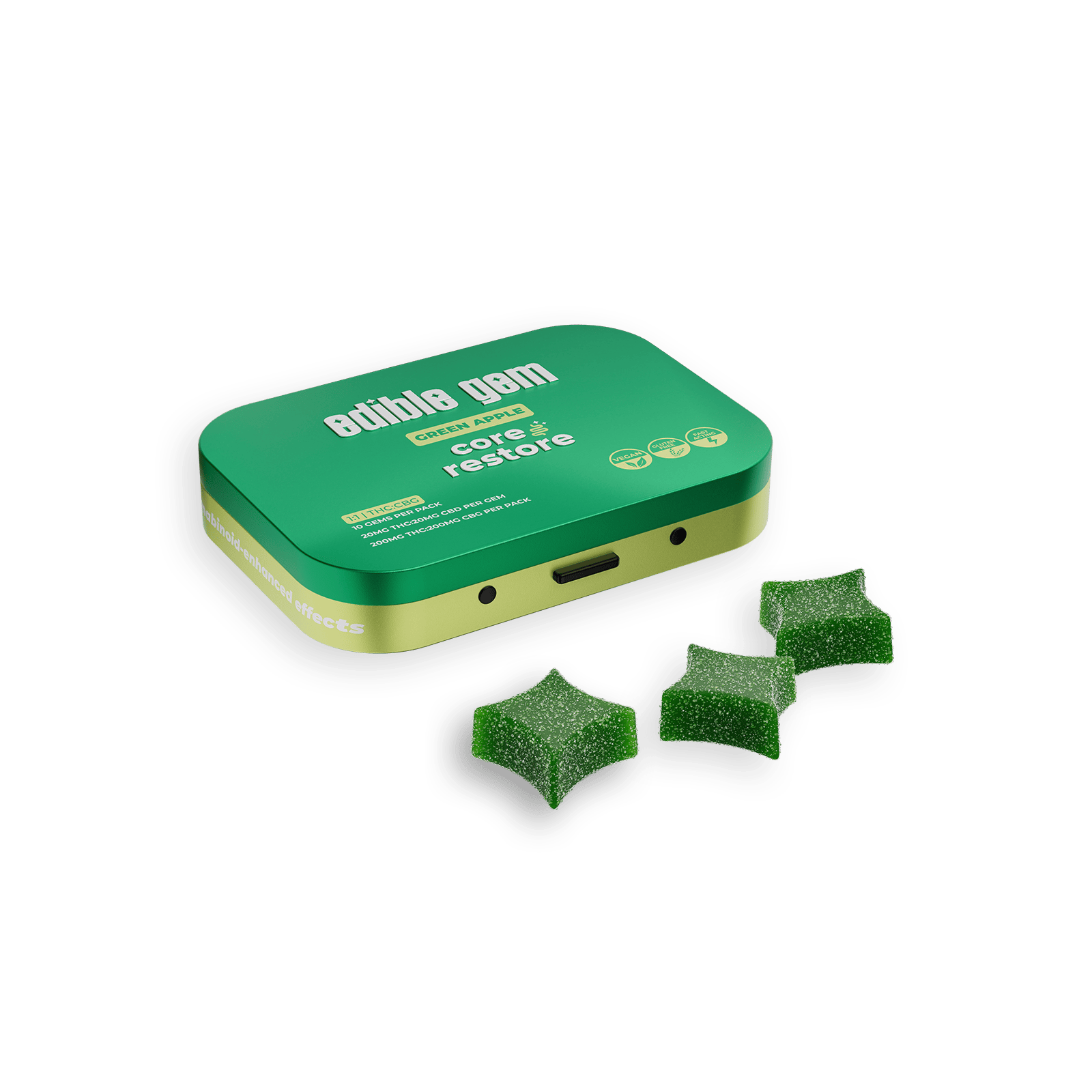 Core Restore 1:1 CBG - Live Resin Gummies - Green Apple