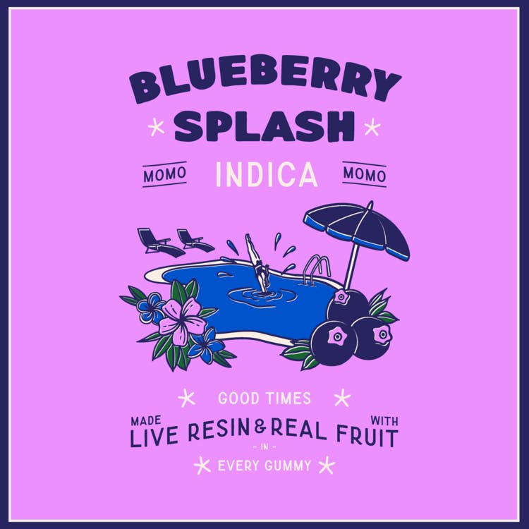 Momo: 1:2 CBN Blueberry Splash - Live Resin Gummies 10pk 150mg