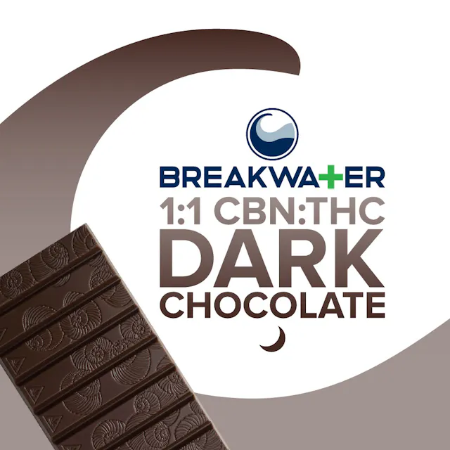 Breakwater Edibles Dark Chocolate 1:1 CBN:THC 10pk/100mg (chocolates, 2.8g)