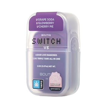 Boutiq Boutiq Switch V5 | Grape Soda (I) x Glowberry (I) x Cherry Pie (I) |  Liquid Live Diamonds Triple Tank Vape 2g - Clouditude Cannabis Dispensary  in NY