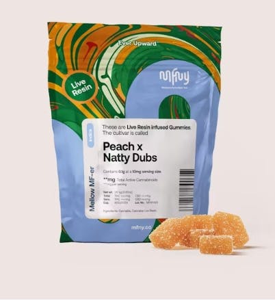 MFNY - Peach x Natty Dubs Live Resin Infused Gummies - 100mg 10pk