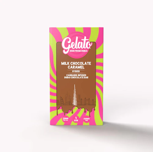 Gelato Last Bite - 200mg Cannabis Infused Dubai Chocolate Bar - Milk Chocolate Caramel