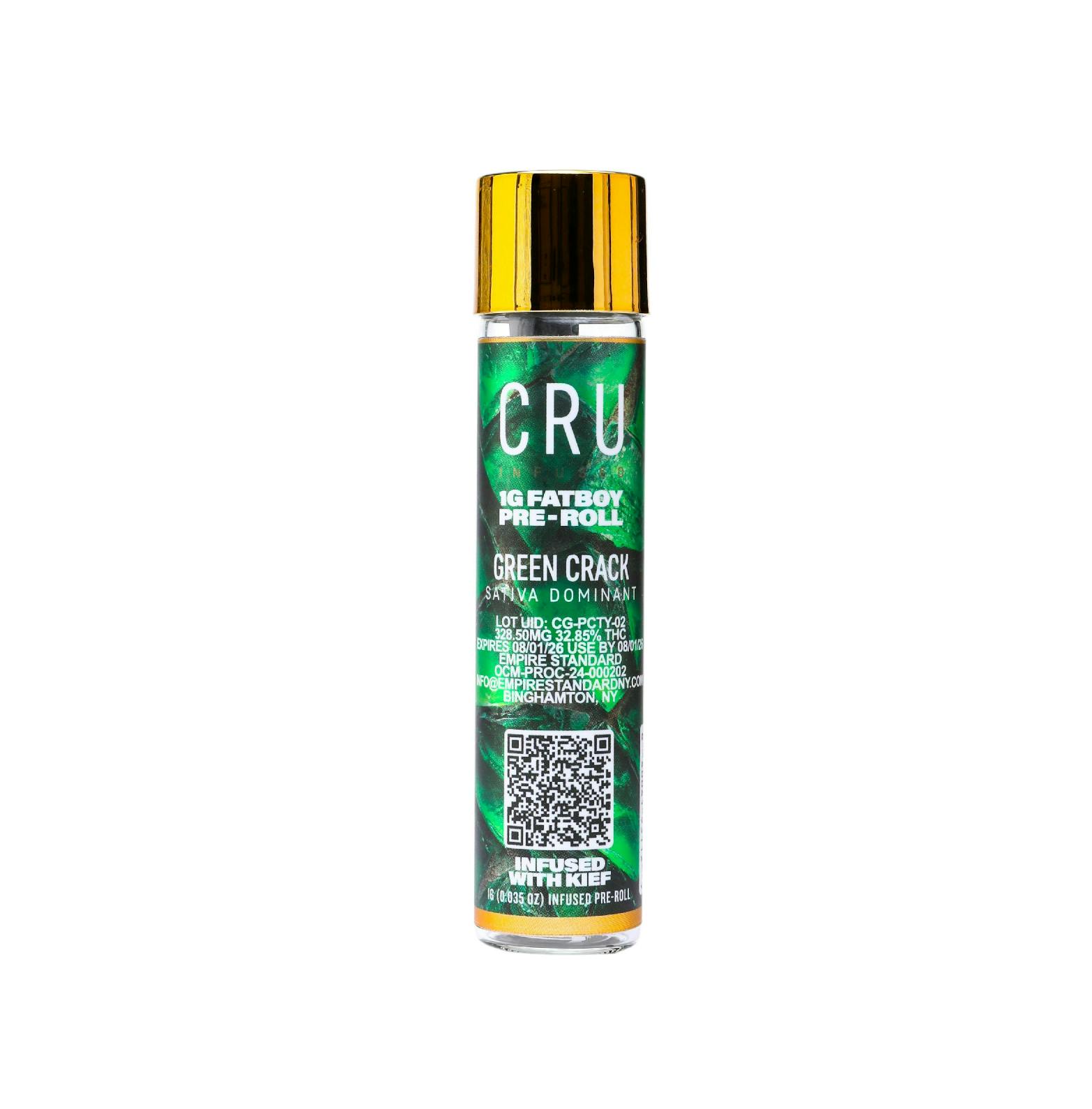 CRU Cannabis CRU | Green Crack | Kief Infused Fat Boy Pre-Roll 1g