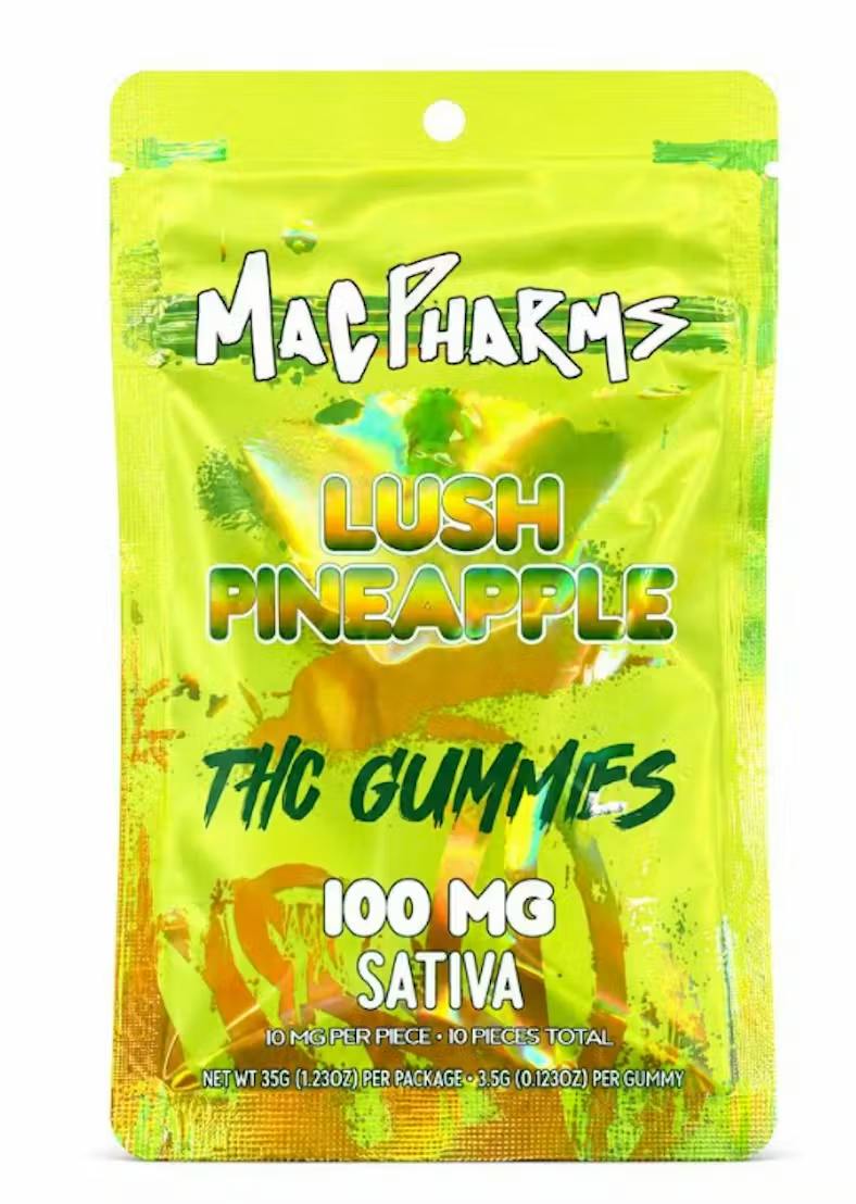 Mac Pharms Lush Pineapple 10pk 100mg Gummies