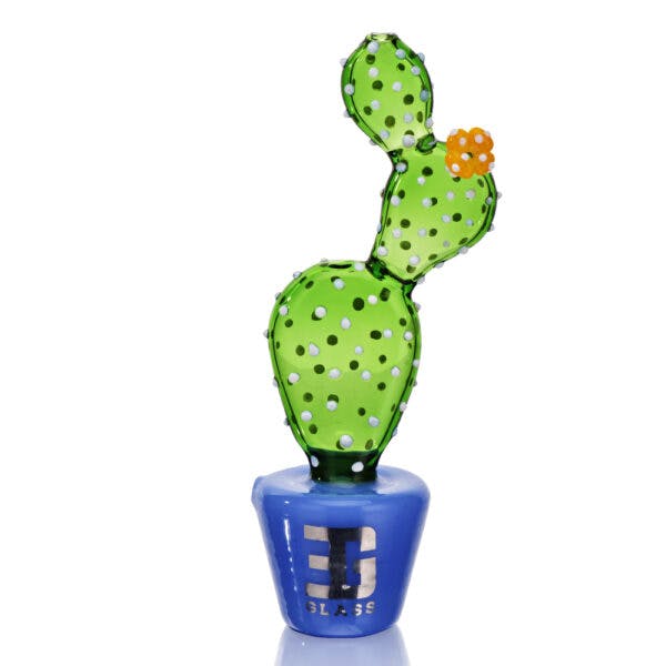 EG Glass Transparent Potted Prickly Pear Hand Pipe Color: Blue