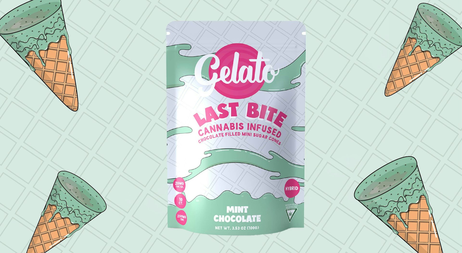 Gelato - Last Bites Mint Chocolate 200mg Cone