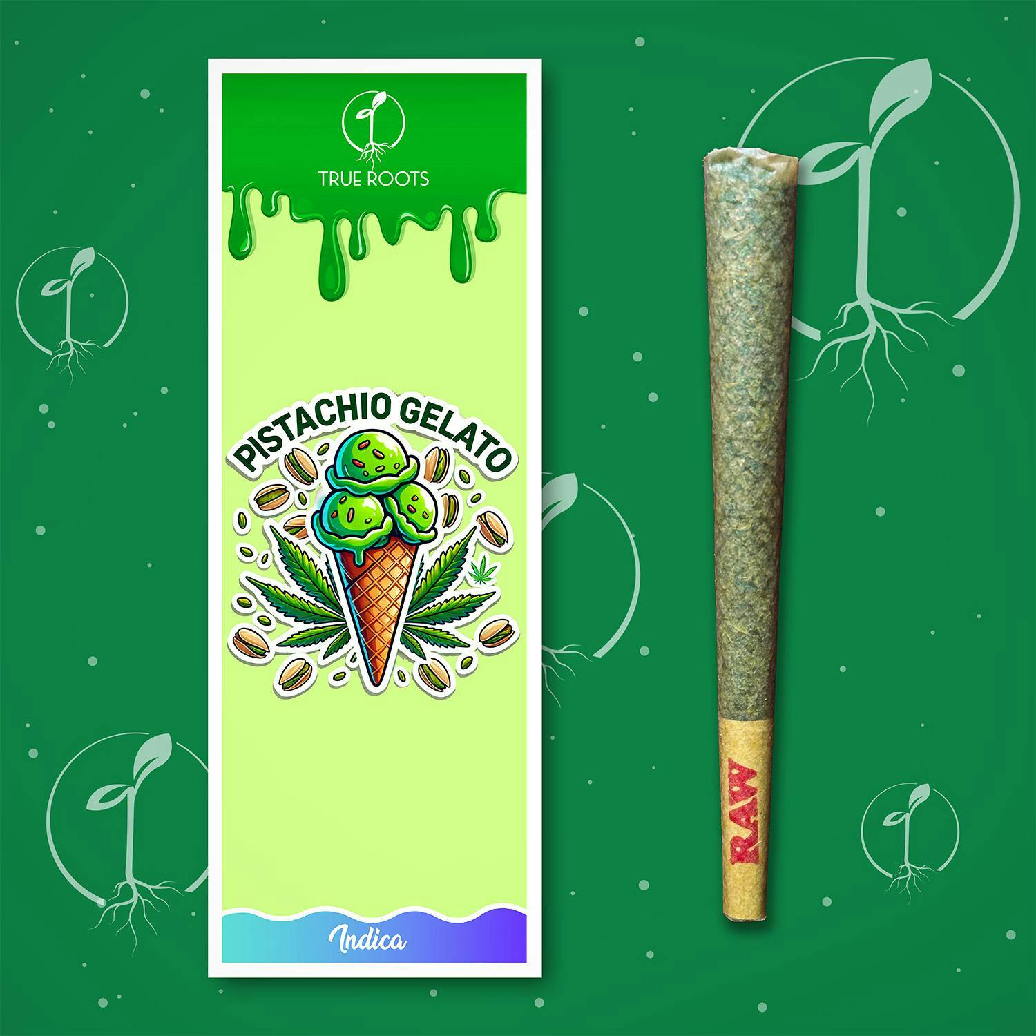 True Roots Preroll | Kiefy Cone Pistachio Gelato