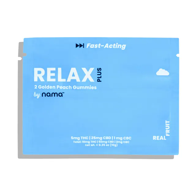 Nama Gummies Relax Golden Peach 1 THC : 5 CBD : 1 CBC 2pk/10mg (hybrid, 0.28g)