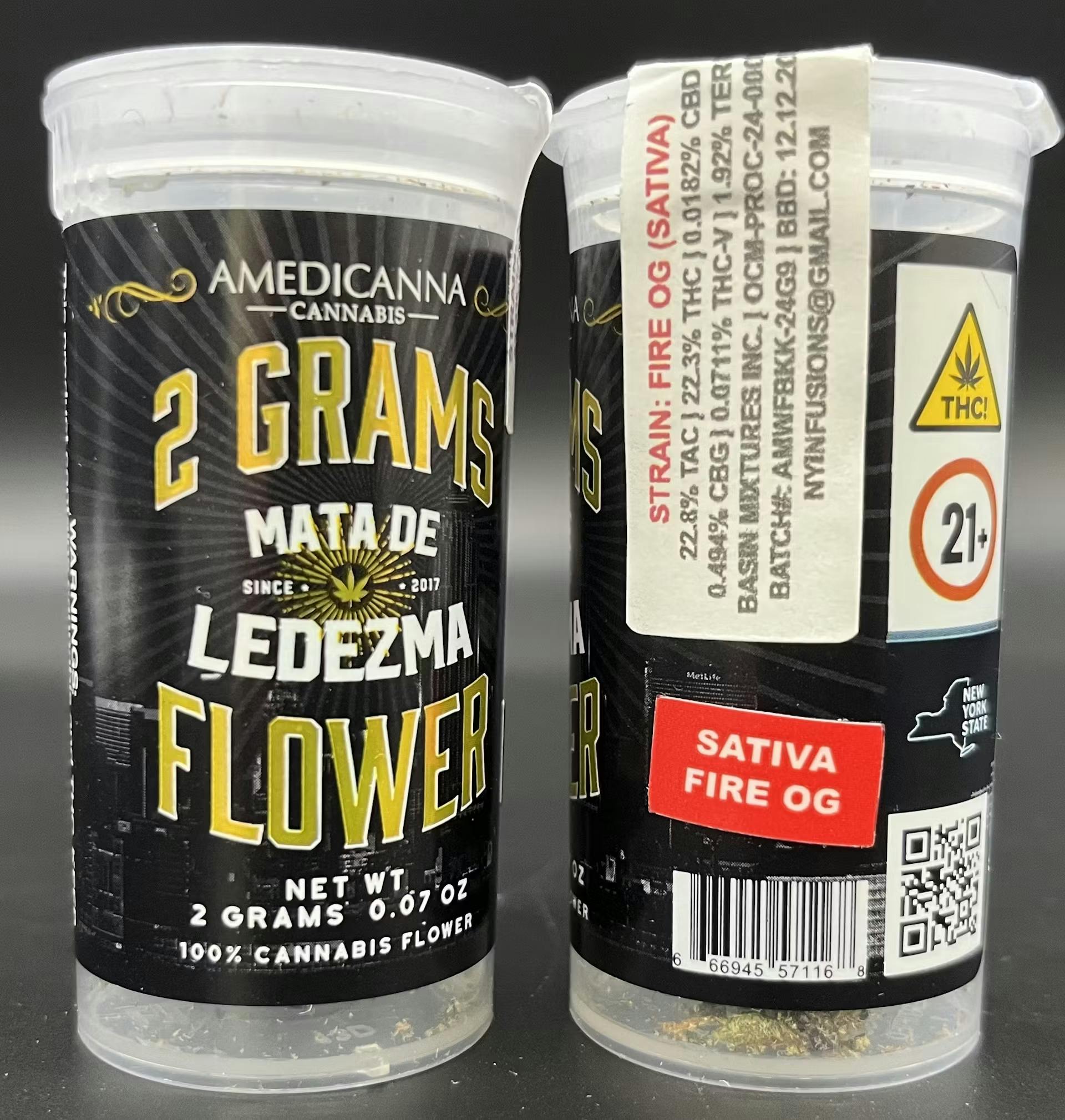 Image of Amedicanna - 2g Flower - Fire OG - Sativa