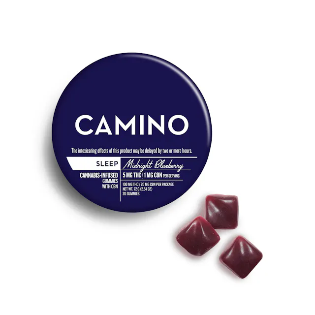 Camino Gummies Sleep-Midnight Blueberry 5 THC : 1 CBN 20pk/100mg (indica, 2.8g)