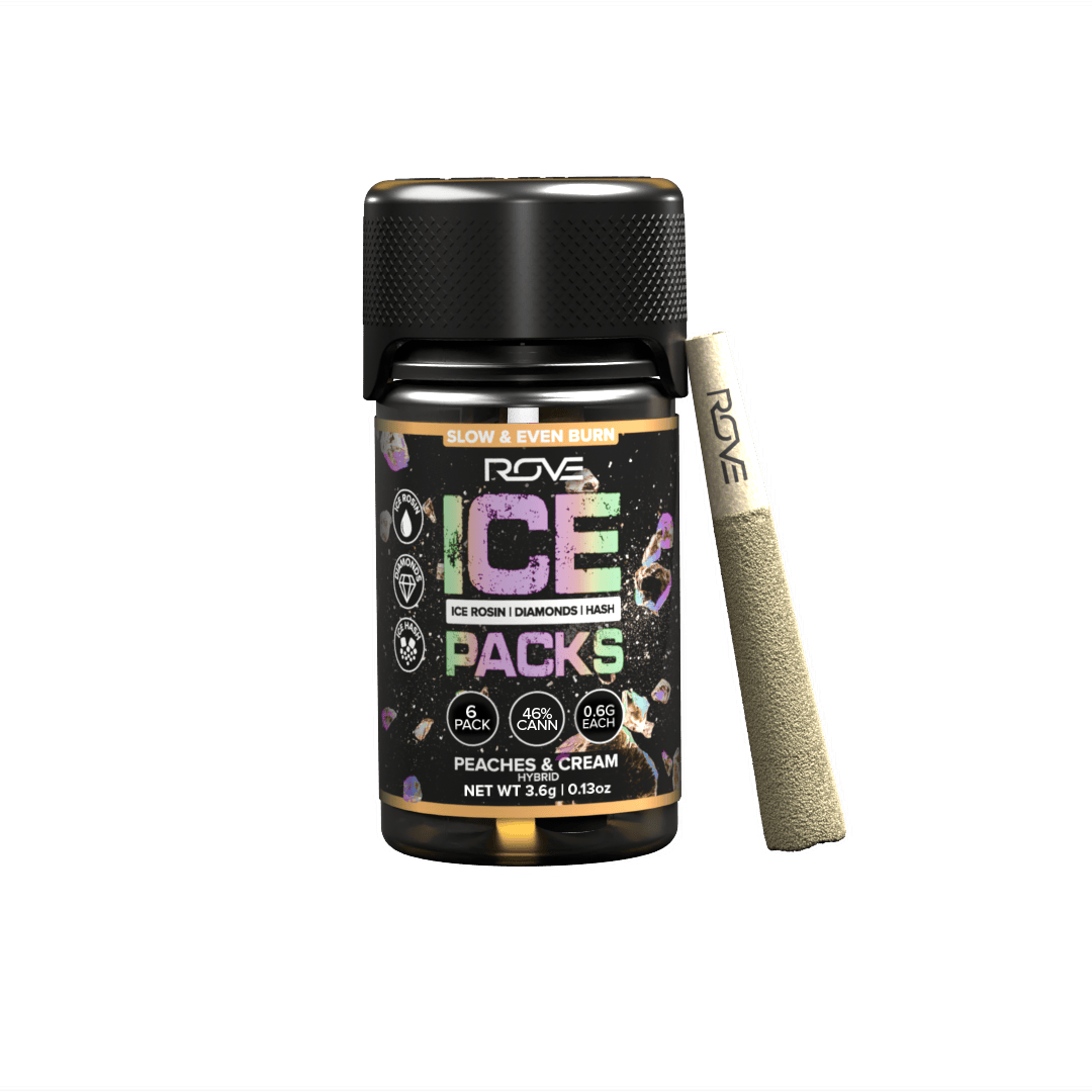 Peaches & Cream Infused Ice Packs (Rosin, Hash, and Diamonds) 6x 0.6g by Rove – Pre-Rolls at Gatsby Cannabis