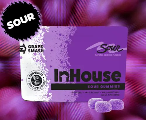 In House 1:1 CBC:THC Sour Grape Gummies ~4.5mg 20pk (~90mgTAC)-1