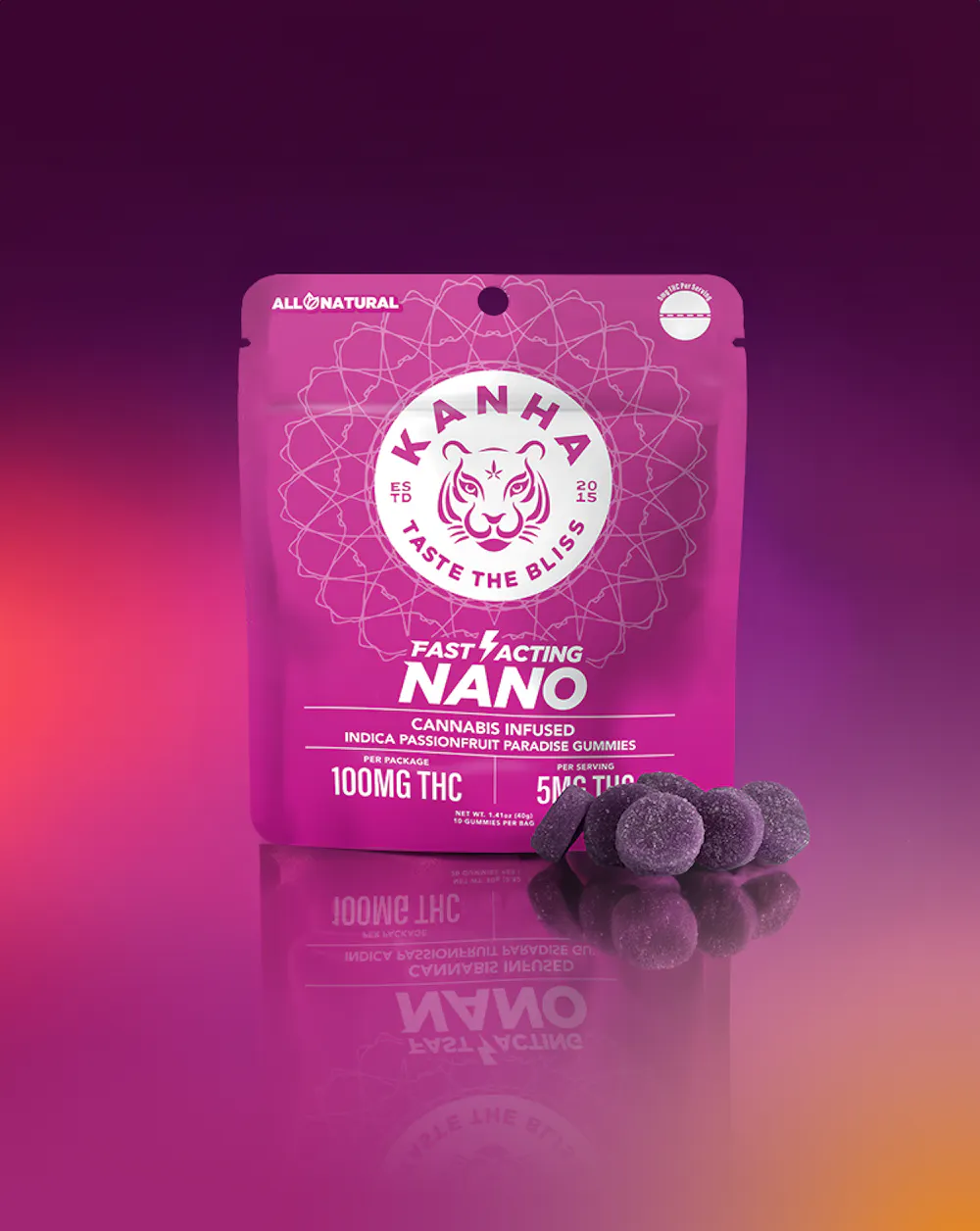 Product 10mg Nano Passion Fruit Indica Gummies 10pk/20 servings