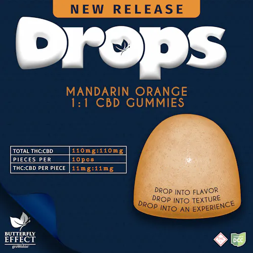 Butterfly Effect | 1:1 CBD Orange Gummie Drops | 110mg-active