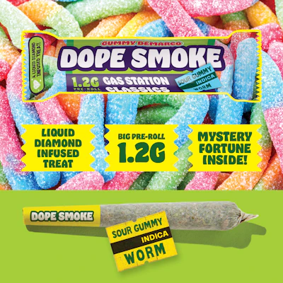 DOPE SMOKE | Sour Gummy Worm | Liquid Diamond Infused Joint | 1.2G - PRE_ROLLS by Gummy Demarco at King of Budz