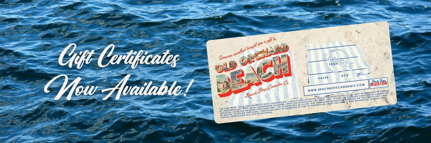 OOB's Only 21+ Recreational Weed Shop now offering Gift Certificates! Visit Beach Boys Cannabis's Beach Club