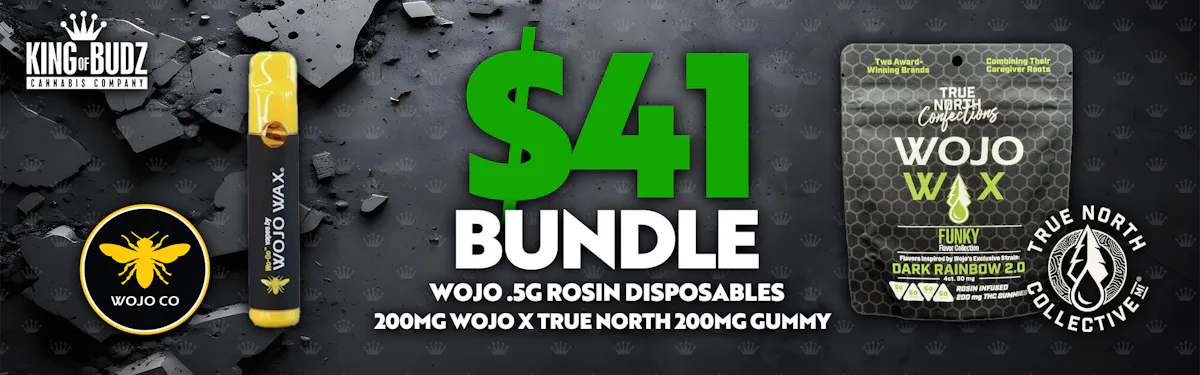 Wojo Disposable AND Wojo x True North 200mg Gummies for $41
