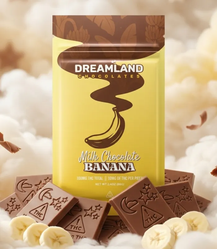 SILK CREATE SLIM バナナ・ココア・コーン Dreamland Milk Chocolate Banana 100mg Bar | Planet 13 Las Vegas
