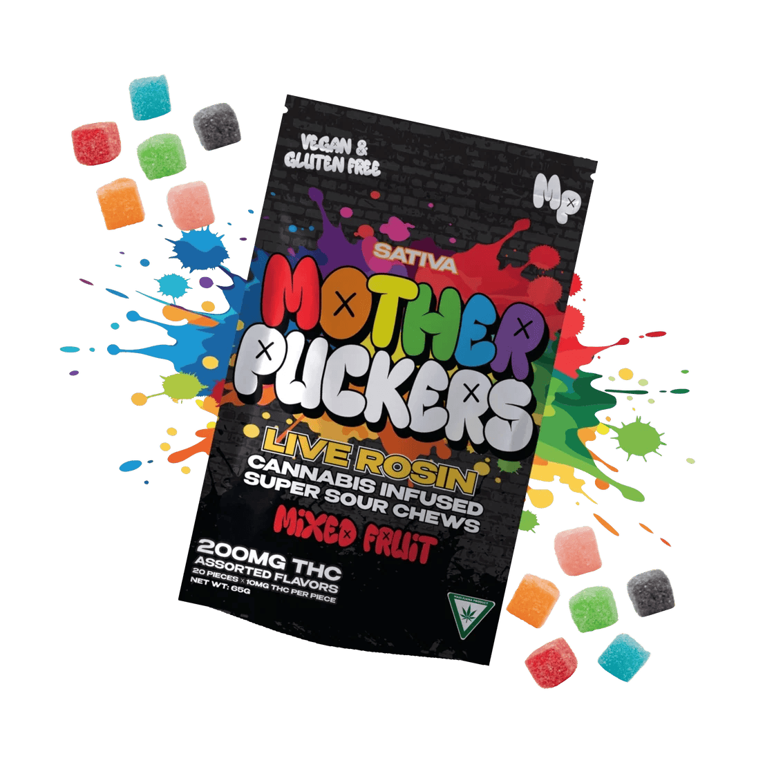 Mother Puckers - Live Rosin Fruit Chews - (200mg) - Sativa - **MIXED FRUIT** (2/$10)