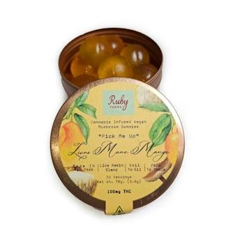 Ruby Farms Edible Gummies Pick Me Up Lions Mane Mango 20pk 100MG