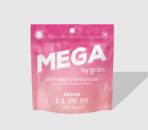 Gron Mega Strawberry Lemonade Pearl 1:1 (THC:CBC) Gummy 100mg-1